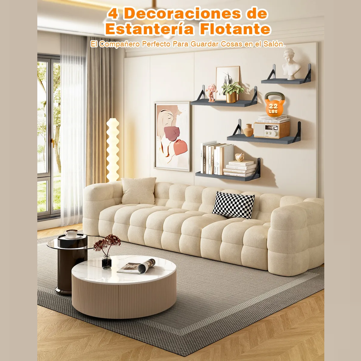 Foto 3 | Repisas Flotantes  Belug Madera Modernas Estantes Baño Topon 4 Pzs Gris