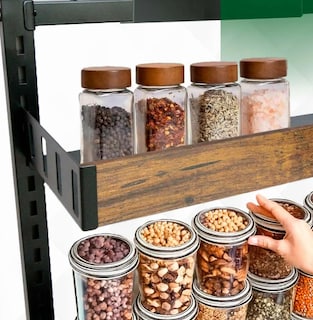 Foto 3 | Xtellar Repisa Especiera De 2 Niveles - Organizador De Cocina En Metal Y Madera - Elegancia Y Funcionalidad En Color N