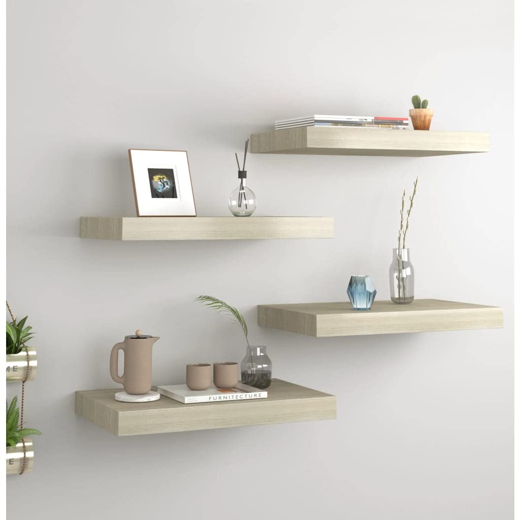Foto 3 pulgar | Estantería De Pared Vidaxl Floating  4 Unidades  Madera De Roble  40 X 23 X 4 Cm  Mdf - Venta Internacional.