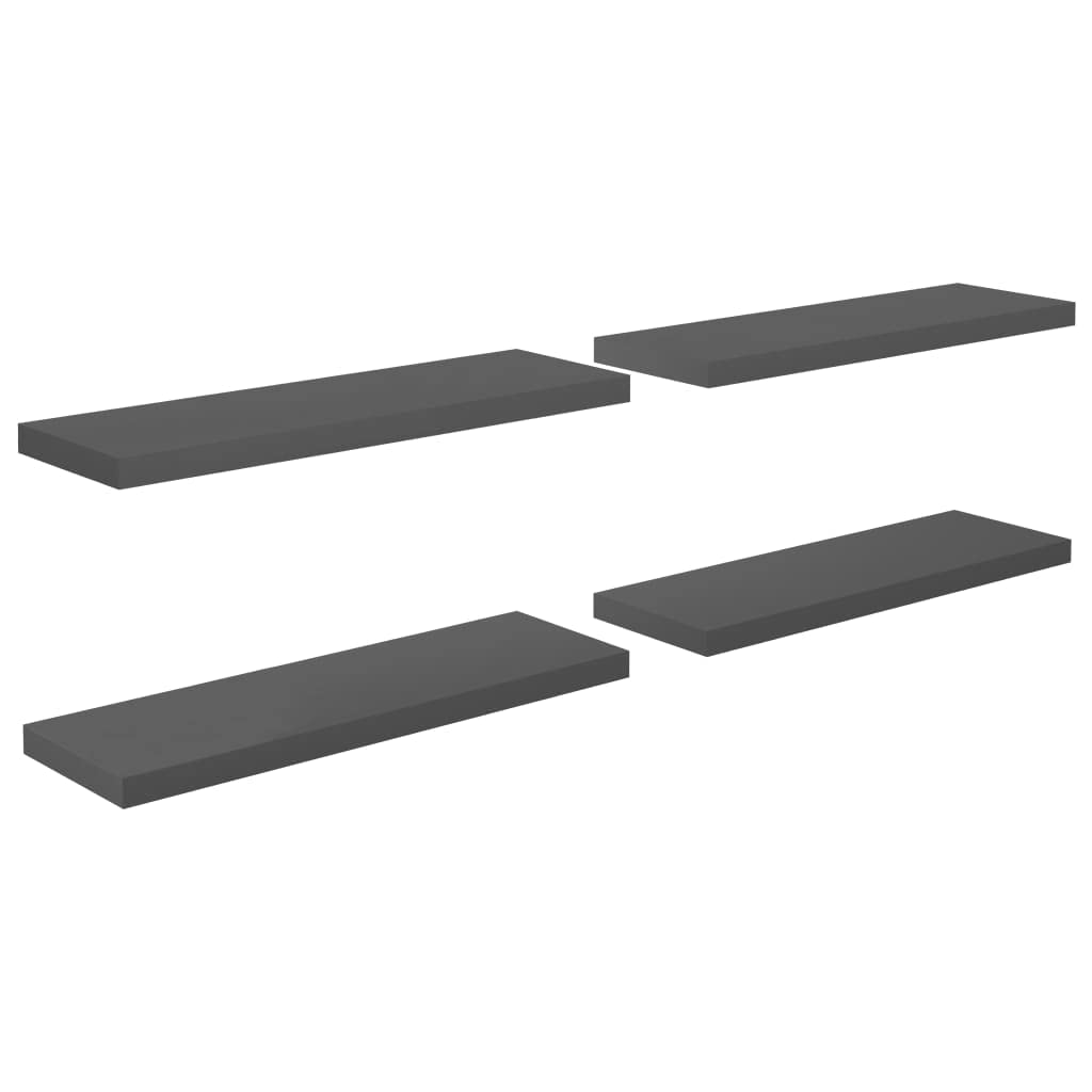 Estantería De Pared Vidaxl Flotante  Gris Brillante  80 X 23 5 X 4 Cm  4 Unidades - Venta Internacional.