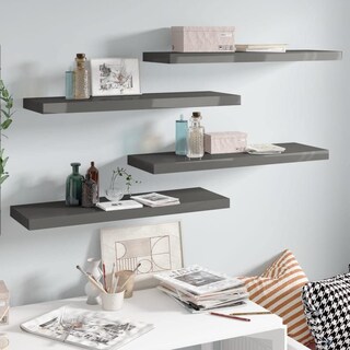 Foto 2 | Estantería De Pared Vidaxl Flotante Gris Brillante 80 X 23 5 X 4 Cm 4 Unidades - Venta Internacional.