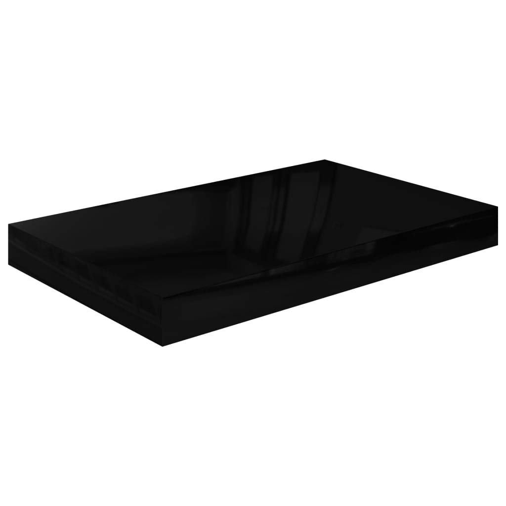 Estantería Flotante De Pared Vidaxl  Moderna  De Mdf Negro Brillante - Venta Internacional.