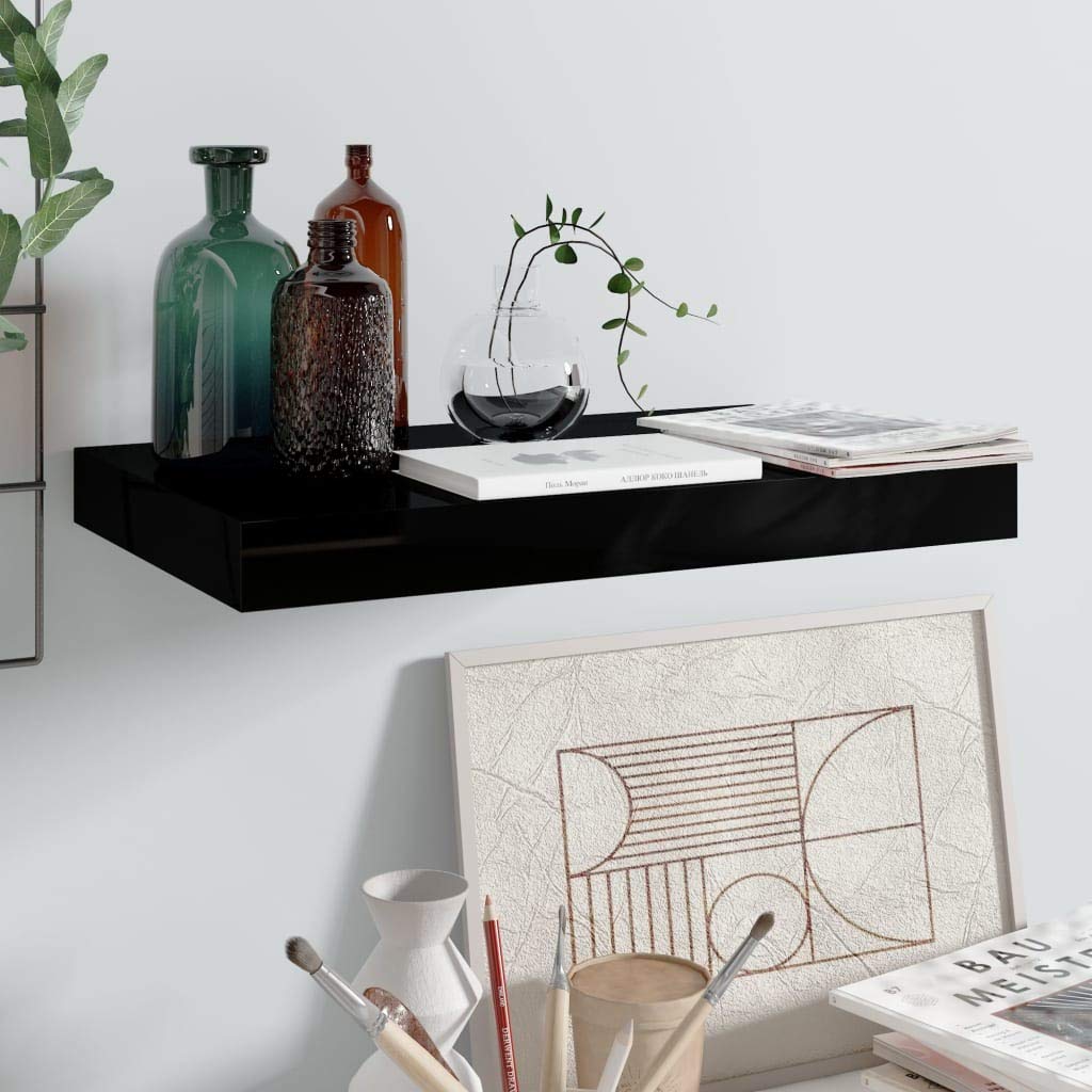 Foto 3 pulgar | Estantería Flotante De Pared Vidaxl  Moderna  De Mdf Negro Brillante - Venta Internacional.