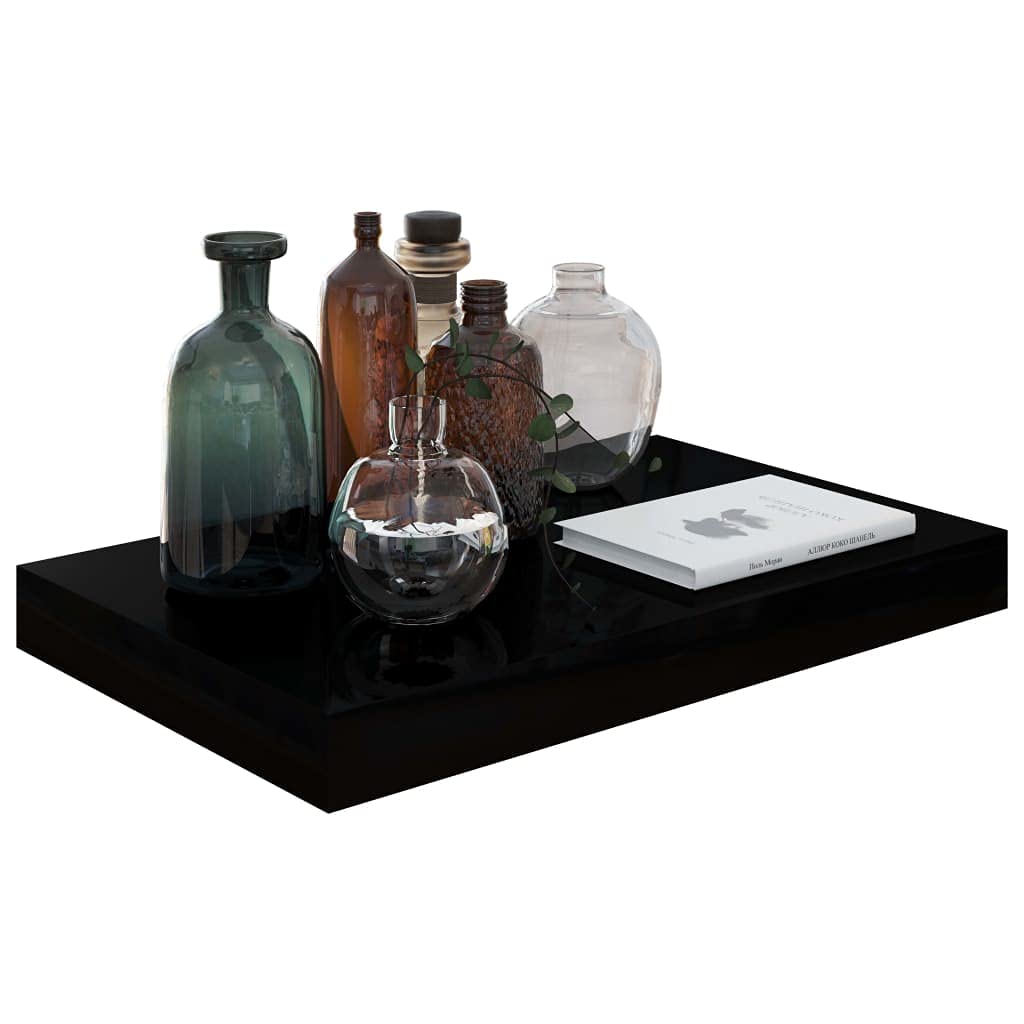 Foto 4 pulgar | Estantería Flotante De Pared Vidaxl  Moderna  De Mdf Negro Brillante - Venta Internacional.