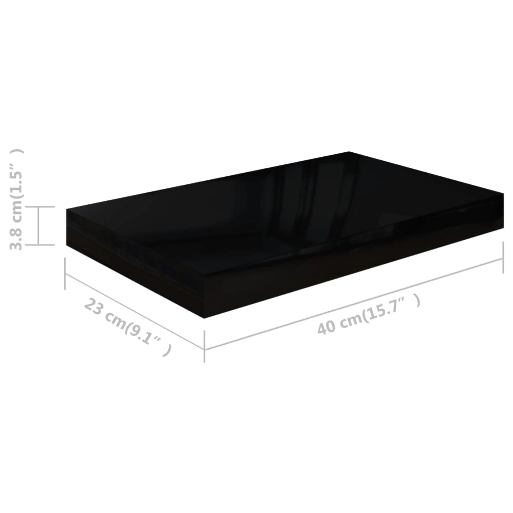Foto 7 | Estantería Flotante De Pared Vidaxl  Moderna  De Mdf Negro Brillante - Venta Internacional.