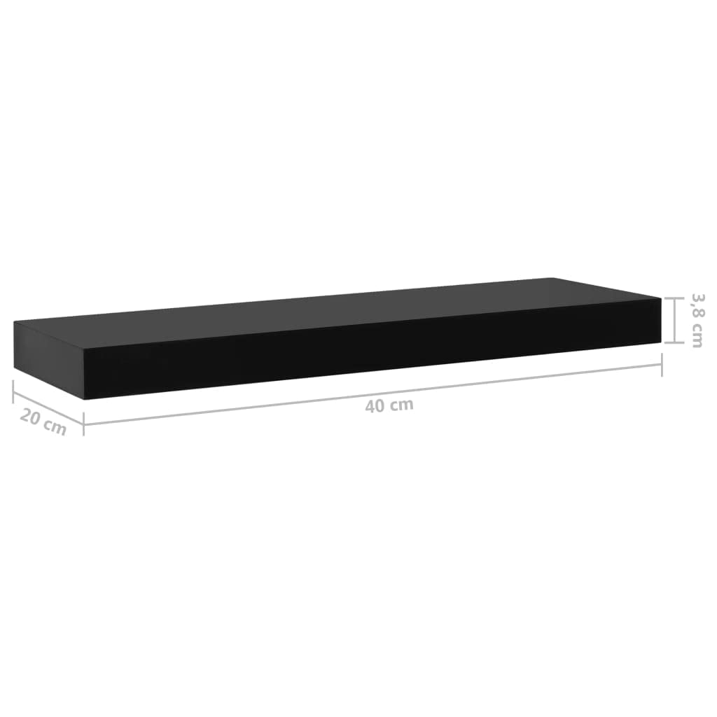 Foto 7 | Estantería Flotante De Pared Vidaxl Negra  40 X 20 X 4 Cm  Mdf  2 Unidades - Venta Internacional.