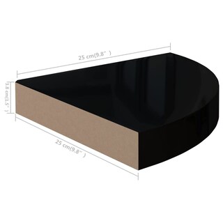 Foto 5 | Estantería Esquinera Flotante Vidaxl Negro Brillante 25 X 25 X 4 Cm Mdf - Venta Internacional.