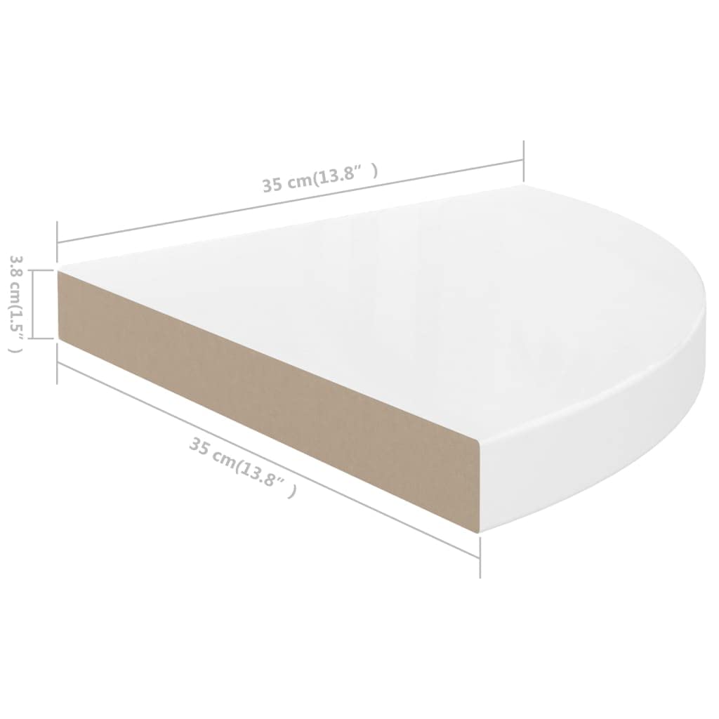 Foto 6 | Estante De Esquina Flotante Vidaxl  Moderno  Blanco Brillante  35 X 35 X 4 Cm - Venta Internacional.