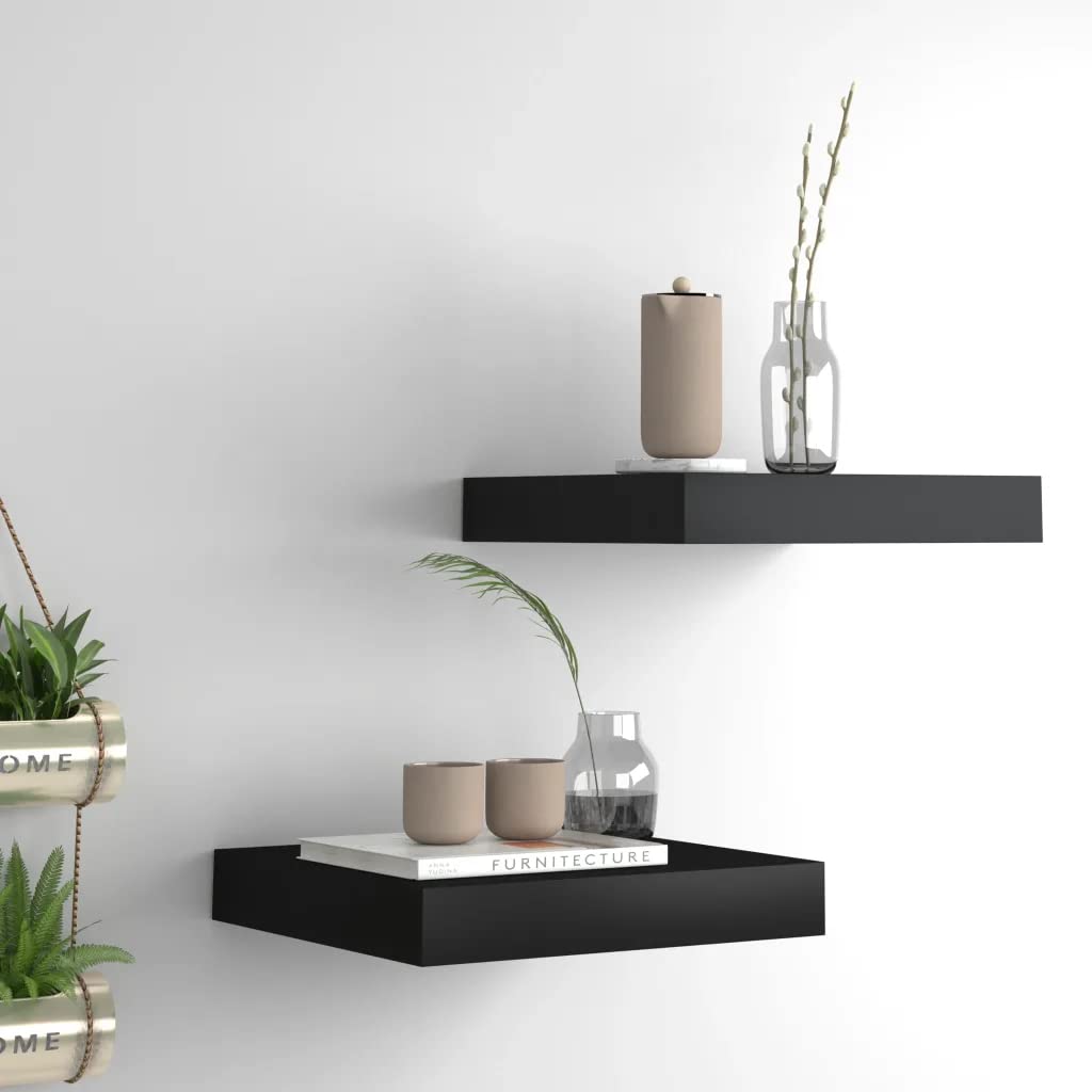 Estantería De Pared Vidaxl Flotante Negra  23 X 23 5 X 4 Cm  Mdf  2 Unidades - Venta Internacional.