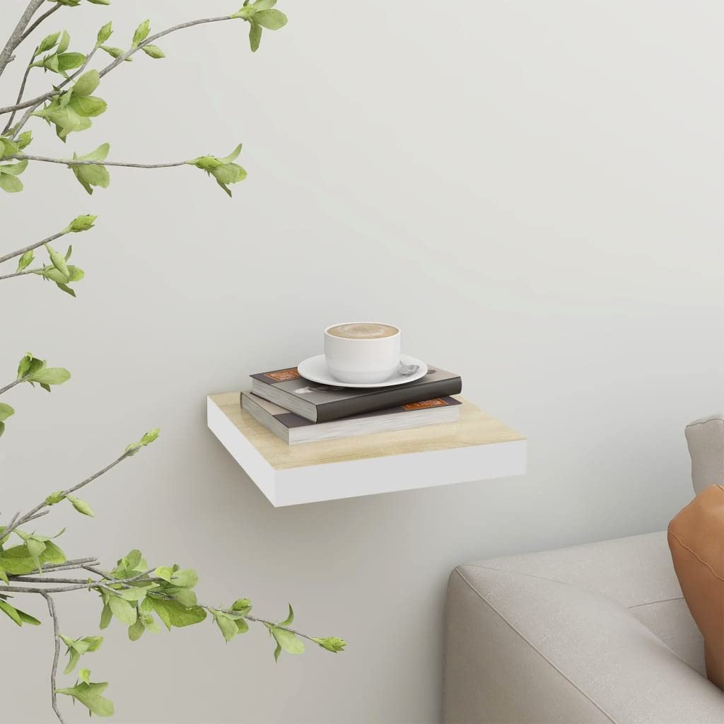 Foto 3 pulgar | Estantería De Pared Vidaxl Flotante Fácil De Instalar  Diseño En Roble Y Blanco - Venta Internacional.
