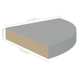Foto 4 | Estantería Esquinera Flotante Vidaxl Gris 25 X 25 X 4 Cm Mdf 2 Unidades - Venta Internacional.