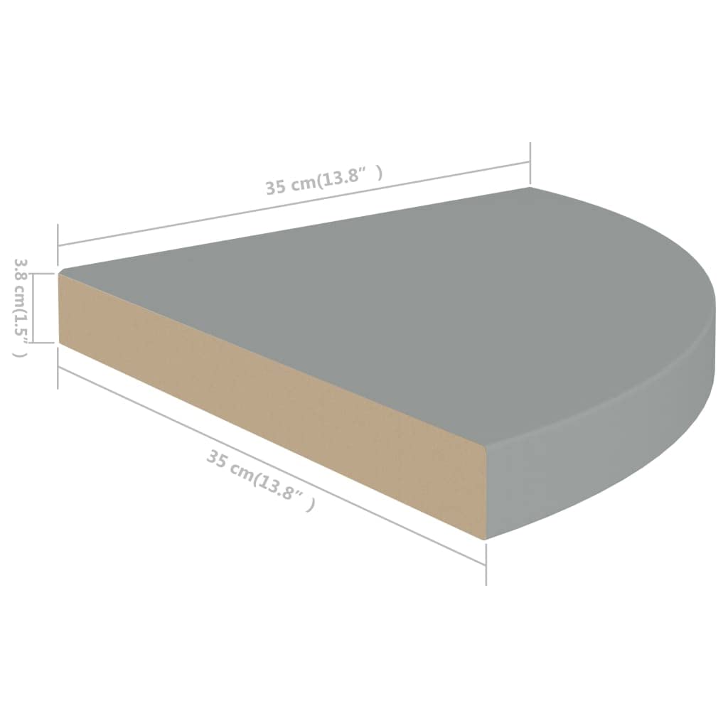 Foto 5 | Estantería De Esquina Flotante Vidaxl Gris En Forma De Panal De Abeja  35 X 35 X 4 Cm - Venta Internacional.