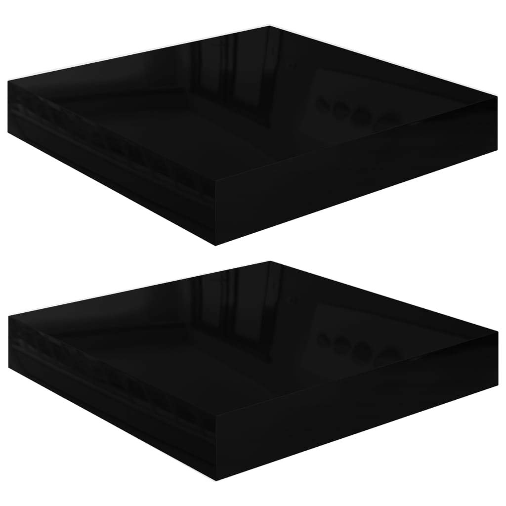 Estantería Flotante De Pared Vidaxl  Mdf Negro Brillante  2 Unidades - Venta Internacional.
