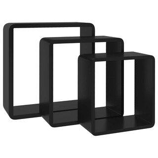 Foto 5 | Juego De Estantes Wall Cube Vidaxl Mdf Negro Duradero (3 Estantes) - Venta Internacional.