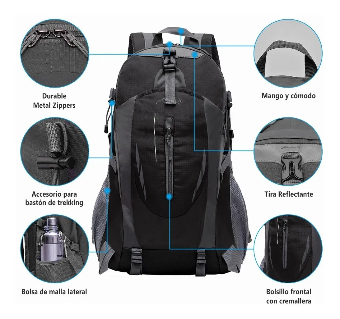 Foto 3 | Mochila de Deporte Malubero color Negro Impermeable  para Actividades al Aire Libre