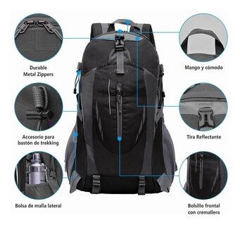 Foto 3 | Mochila de Deporte Malubero color Negro Impermeable para Actividades al Aire Libre