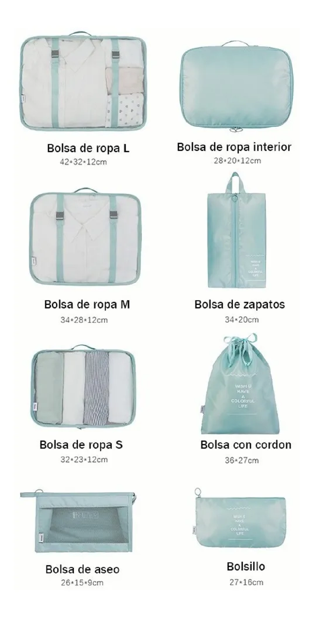 Foto 3 | Bolsas Organizadoras de Maletas para Viaje Impermeable Malubero color Azul