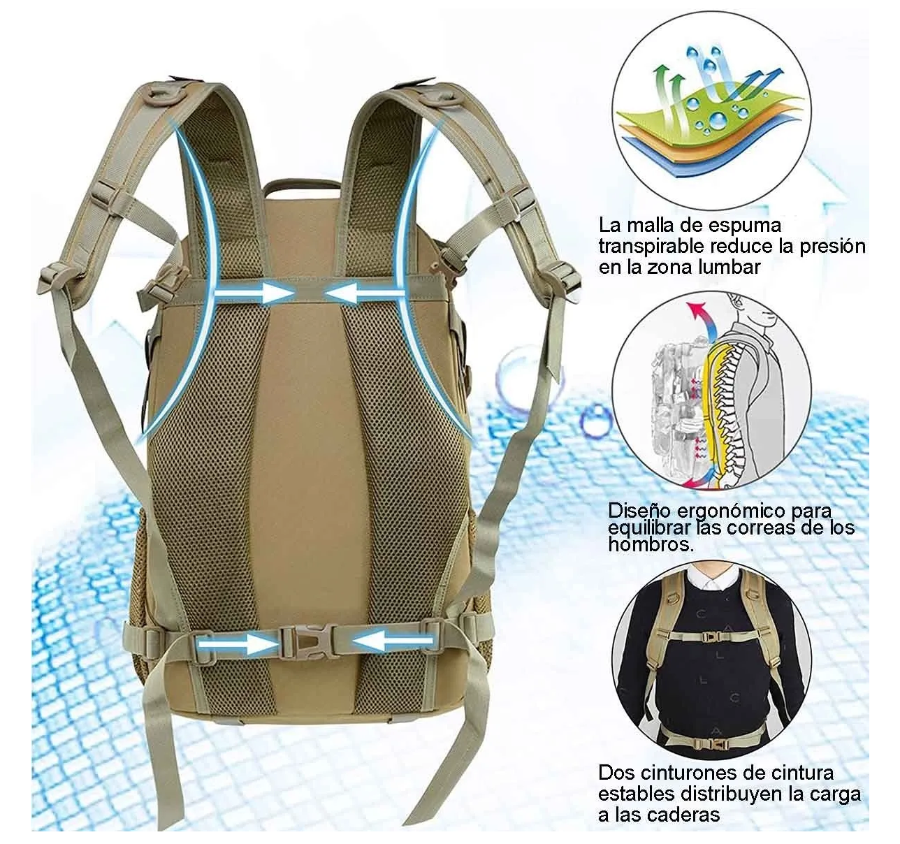 Foto 4 pulgar | Mochila De Camping Eo Safe Imports Fw156 Color Beige