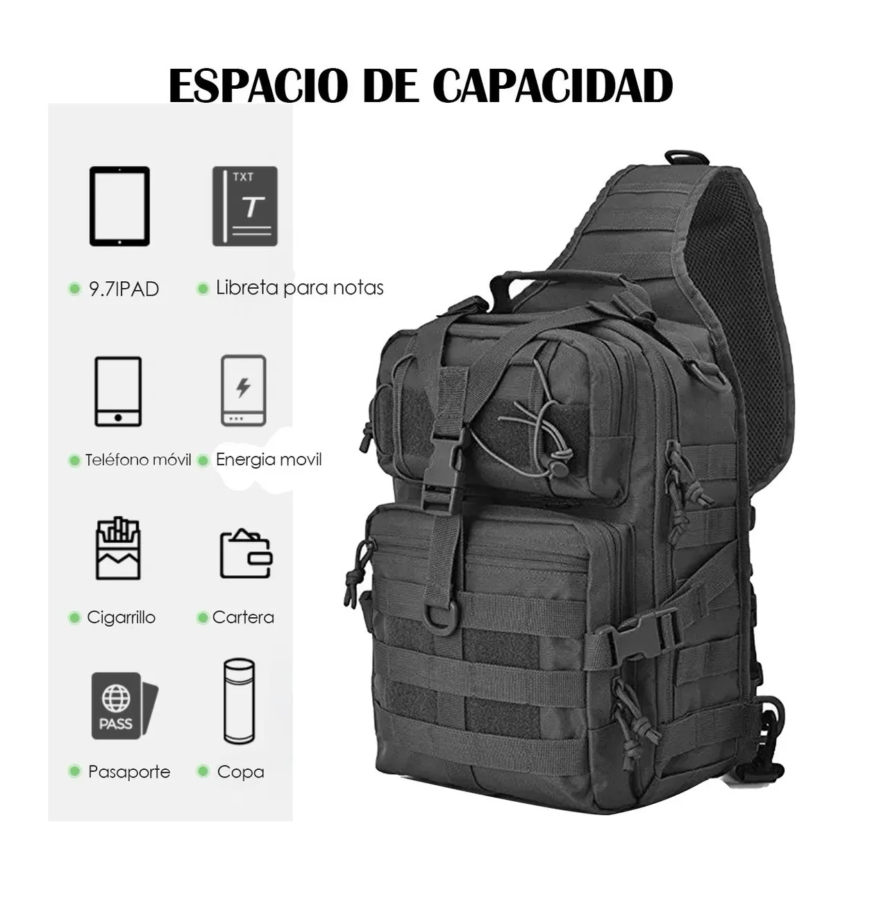 Foto 4 pulgar | Mochila Táctica Militar Multiusos Eo Safe Imports Esi-238 color Negro