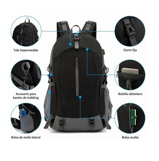 Foto 2 | Mochila Impermeable EO Safe Imports ESI-222 para Senderismo color Negro