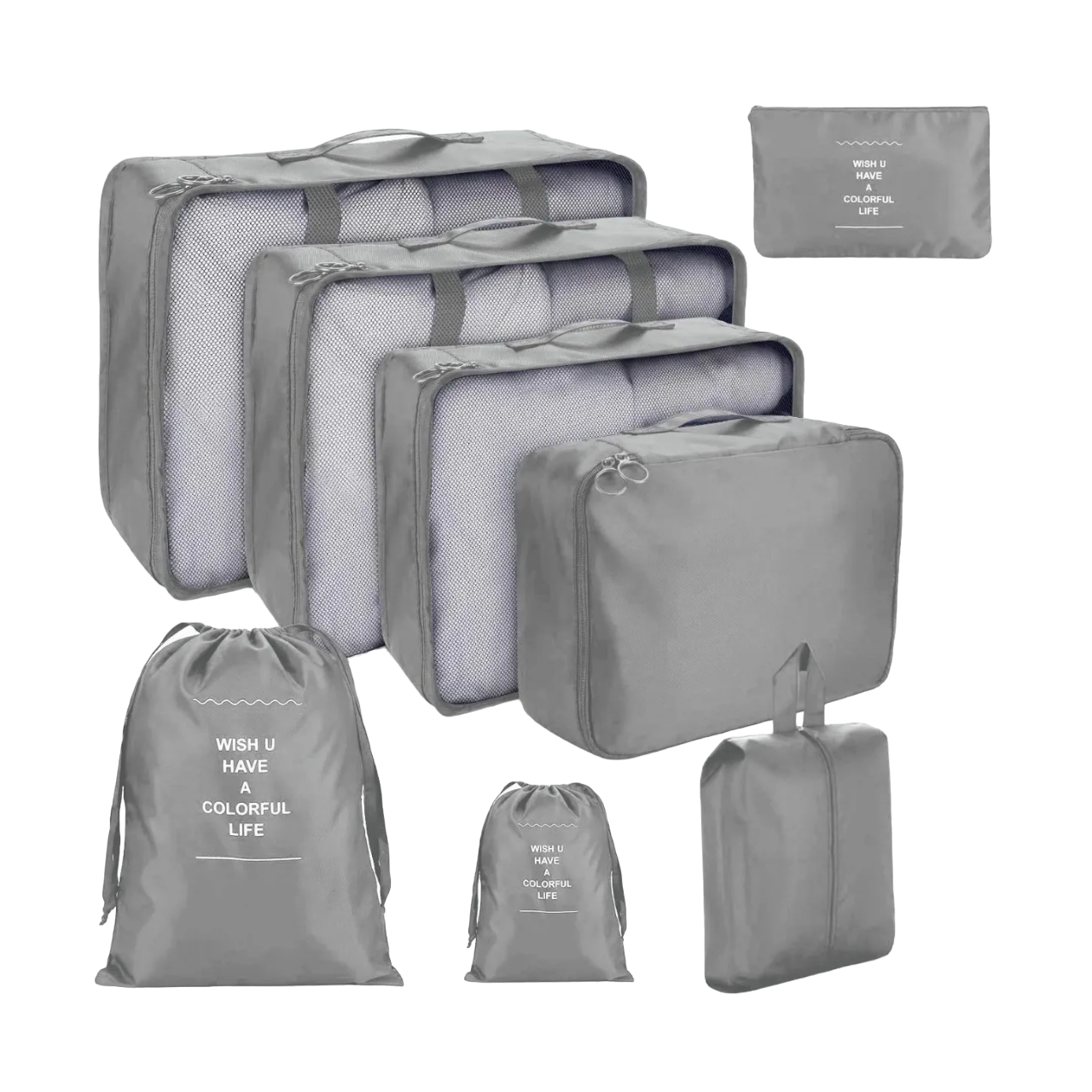 8 Bolsas Organizadoras Malubero para Maletas de Viaje color Gris