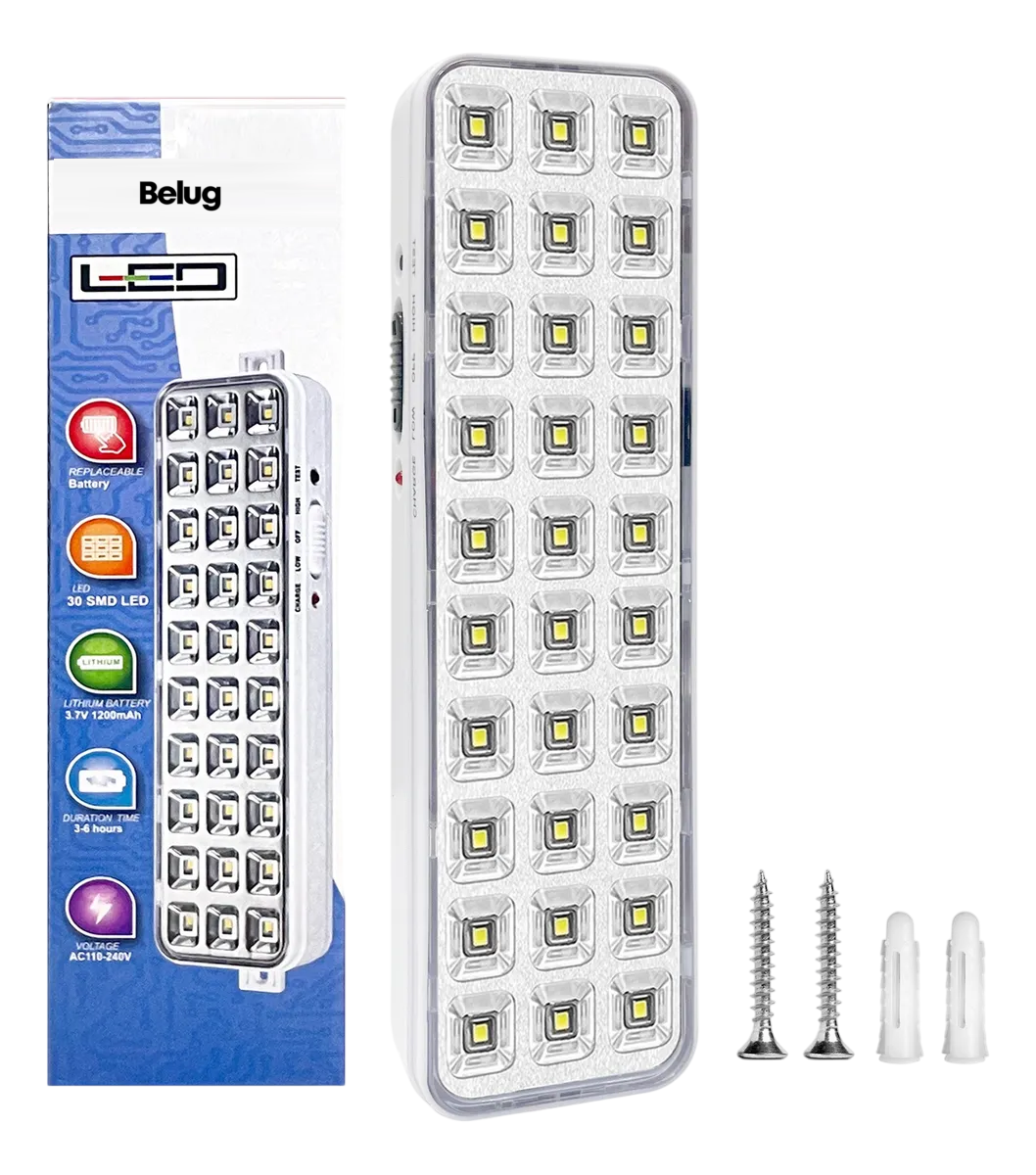 Foto 2 pulgar | Lámpara De Emergencia Belug 30 Leds Batería Recargable Blanca