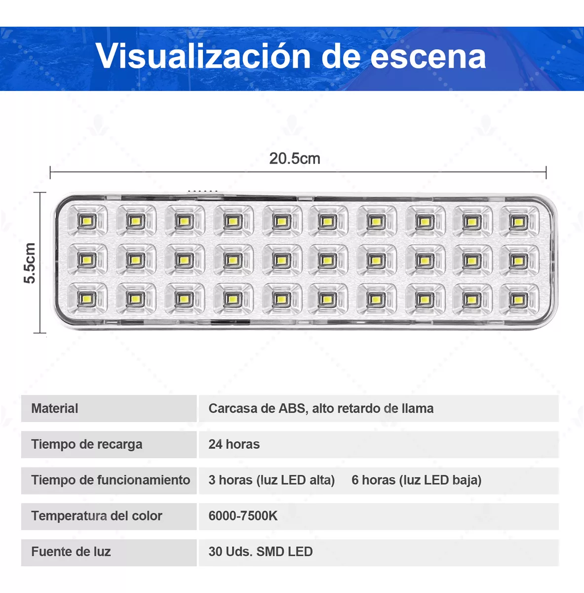Foto 3 pulgar | Lámpara De Emergencia Belug 30 Leds Batería Recargable Blanca