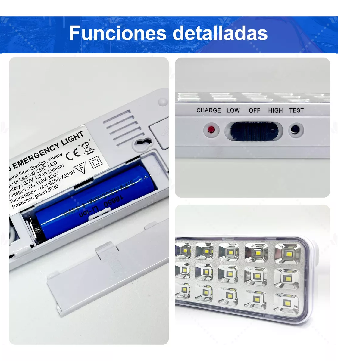 Foto 5 pulgar | Lámpara De Emergencia Belug 30 Leds Batería Recargable Blanca