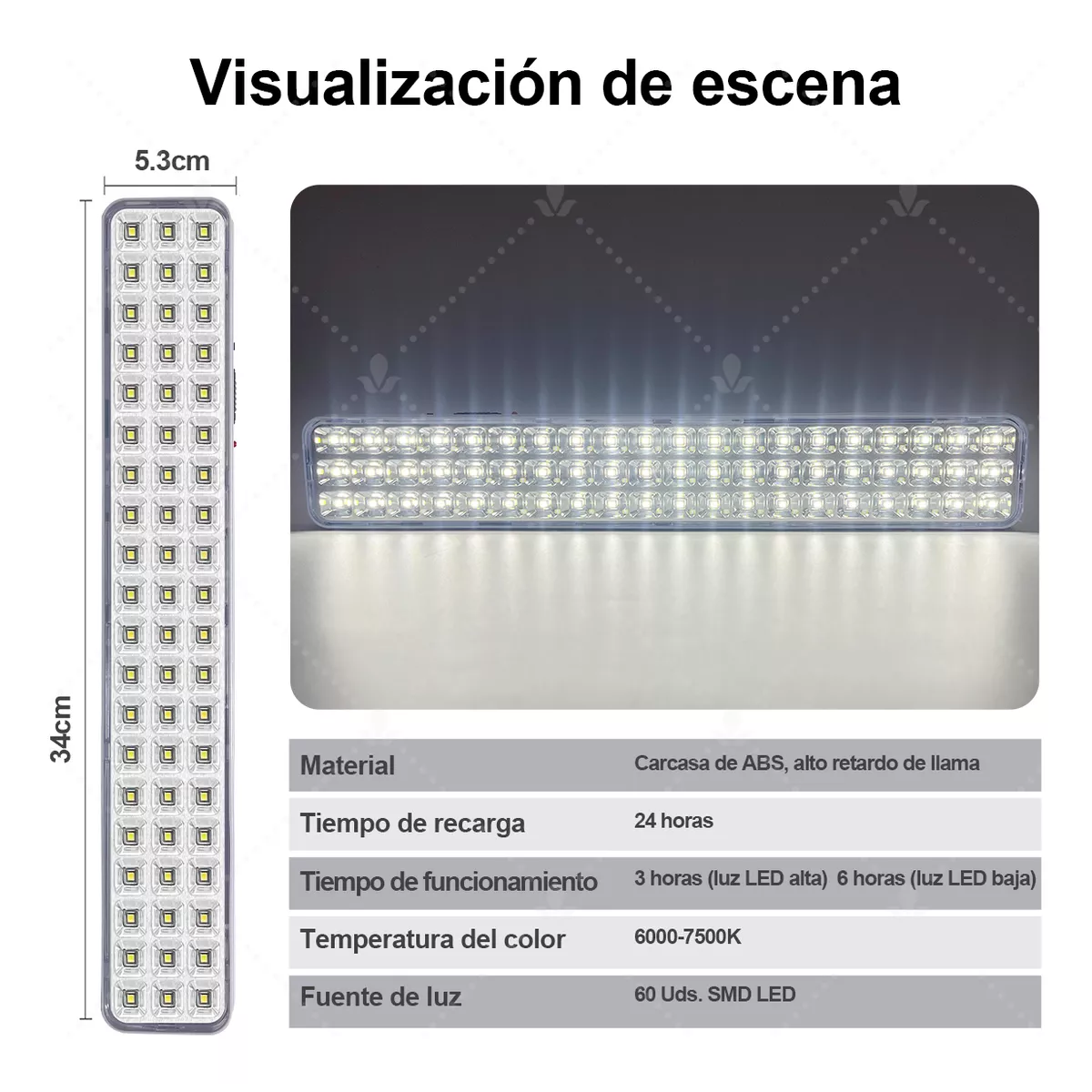 Foto 3 pulgar | Lámpara Belug De Emergencia 60 Leds Batería Recargable Blanca