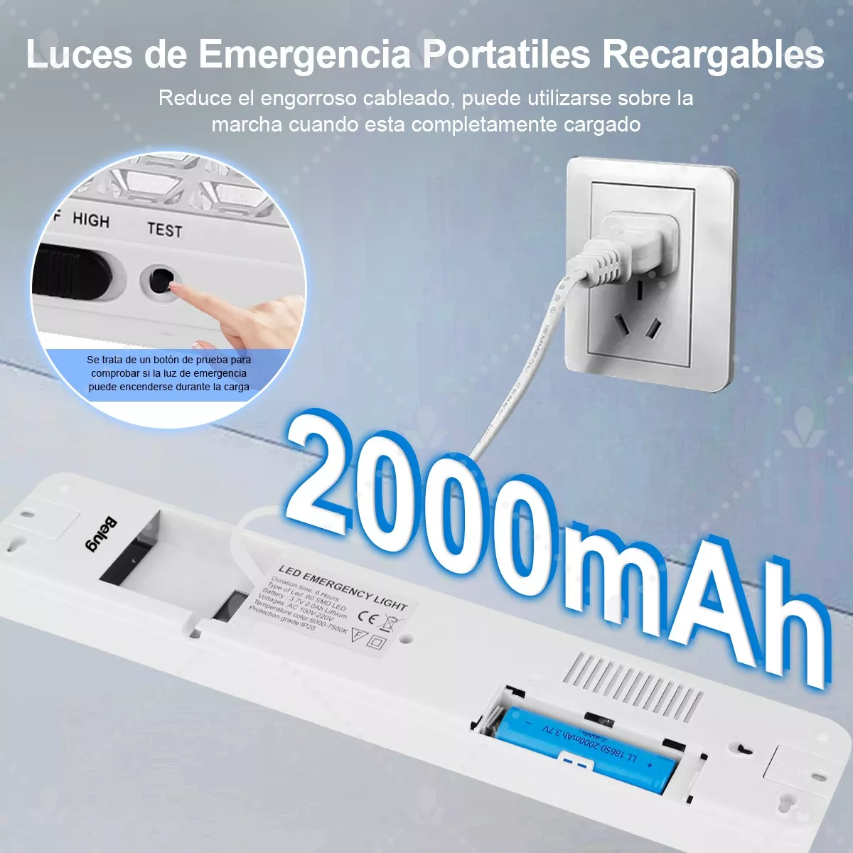 Foto 5 pulgar | Lámpara Belug De Emergencia 60 Leds Batería Recargable Blanca