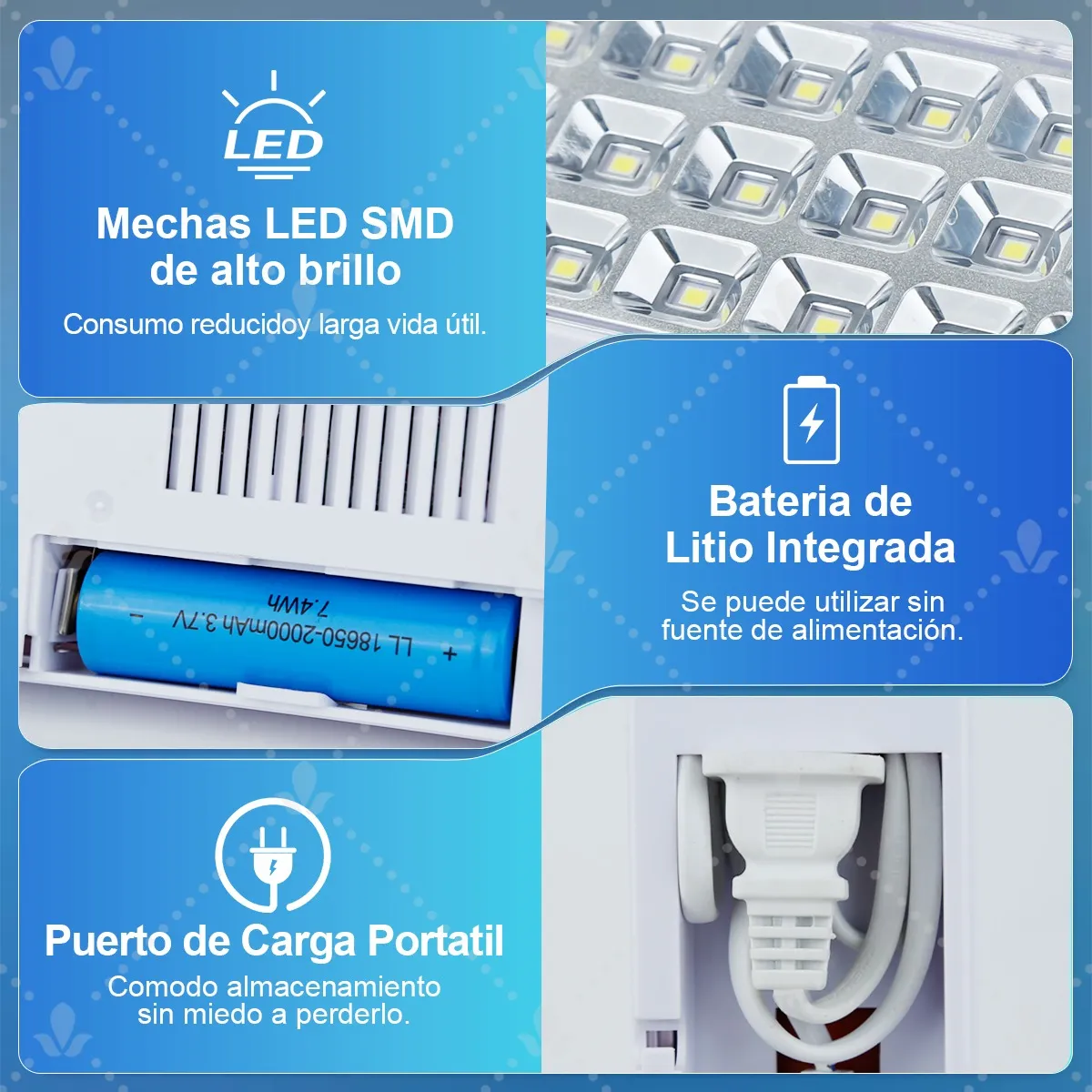 Foto 6 pulgar | Lámpara Belug De Emergencia 60 Leds Batería Recargable Blanca