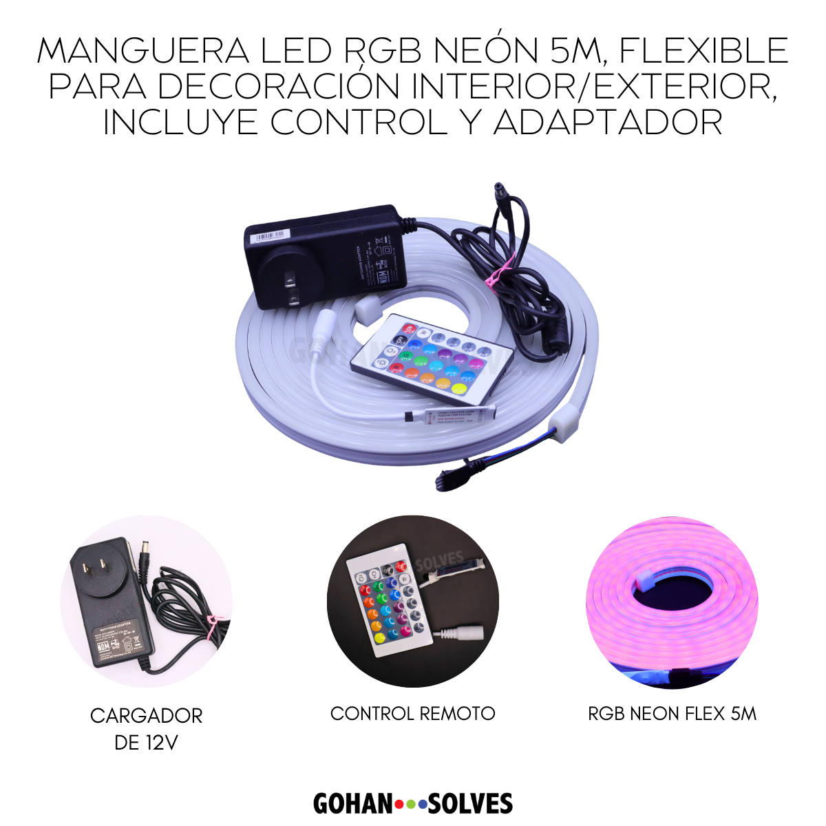 Foto 4 pulgar | Manguera Led Rgb Neón 5m, Flexible Para Decoración Interior/exterior, Incluye Control Y Adaptador