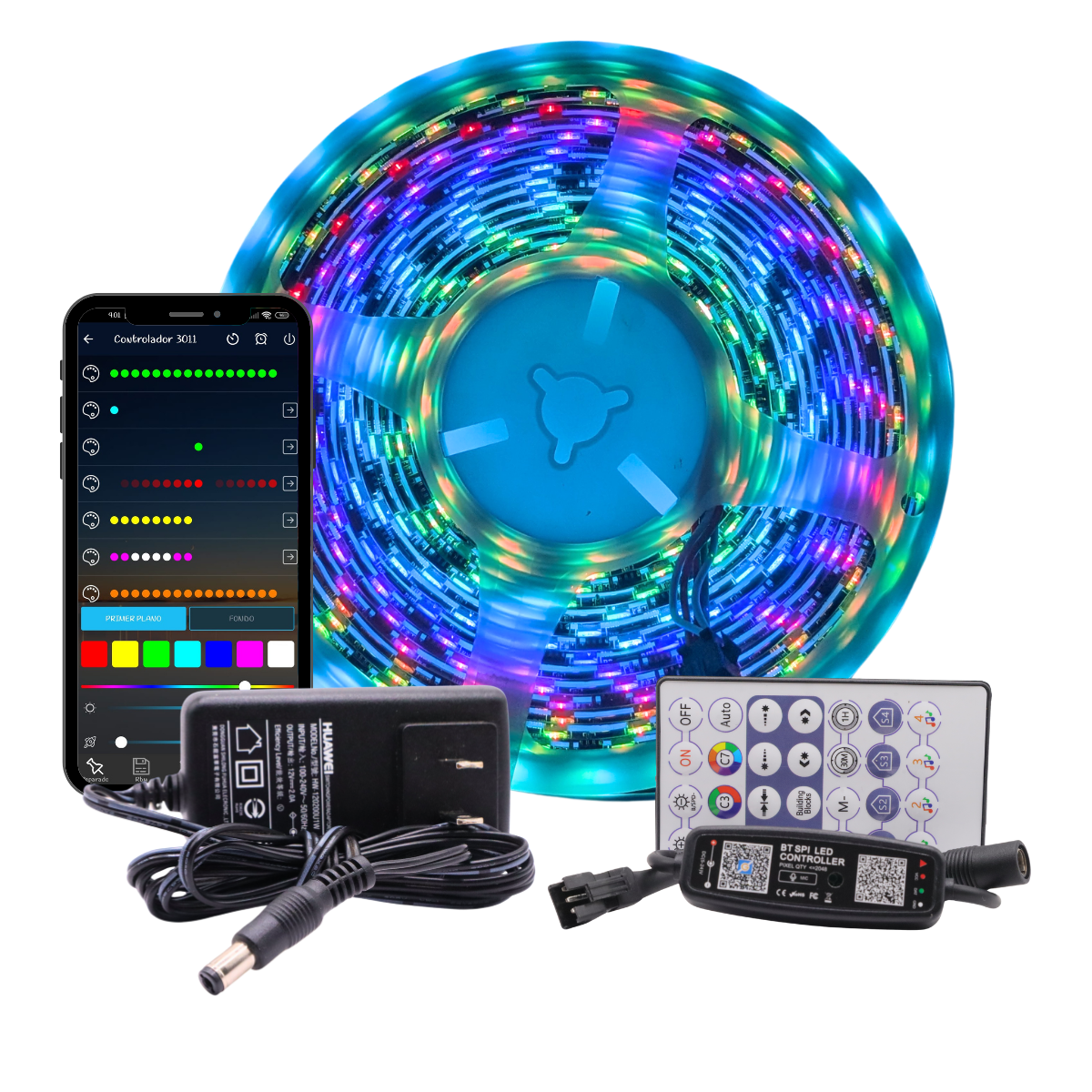 Foto 2 pulgar | Tira Led Rgb Pixel Programable, Fondo Negro, 5m, Control Bluetooth, Efecto Rayo -