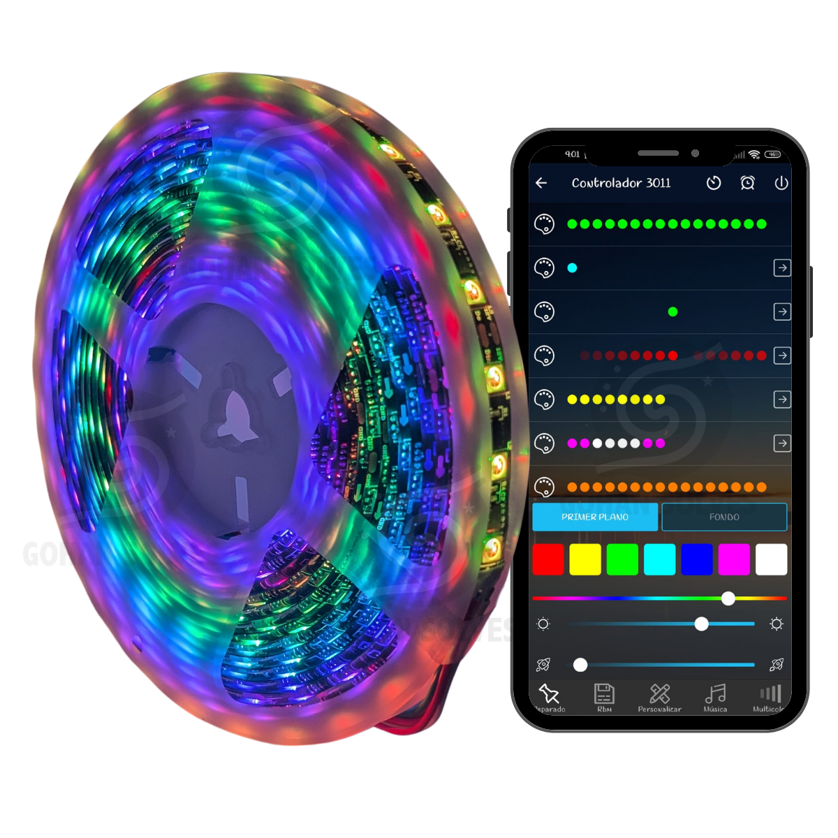 Foto 9 pulgar | Tira Led Rgb Pixel Programable, Fondo Negro, 5m, Control Bluetooth, Efecto Rayo -