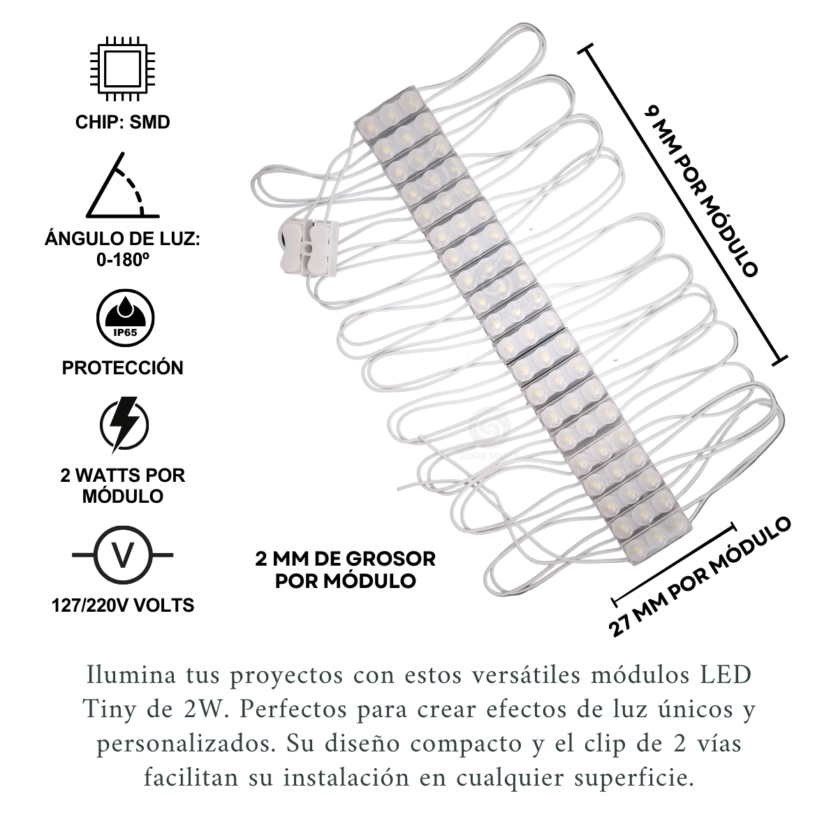 Foto 7 pulgar | 20 Módulos Directos, Tiny Led, 2w, Luz 180°, Ideal Proyectos De Iluminación, Chip Smd 27/220v