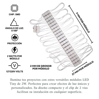 Foto 6 | 20 Módulos Directos, Tiny Led, 2w, Luz 180°, Ideal Proyectos De Iluminación, Chip Smd 27/220v