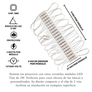 Foto 6 | 20 Módulos Directos, Tiny Led, 2w, Luz 180°, Ideal Proyectos De Iluminación, Chip Smd 27/220v