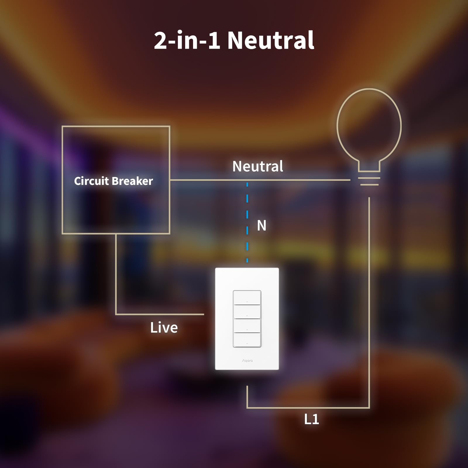 Foto 4 | Interruptor De Luz Inteligente Aqara H2 2 En 1 Neutro, 4 Botones Y 3 Canales - Venta Internacional.
