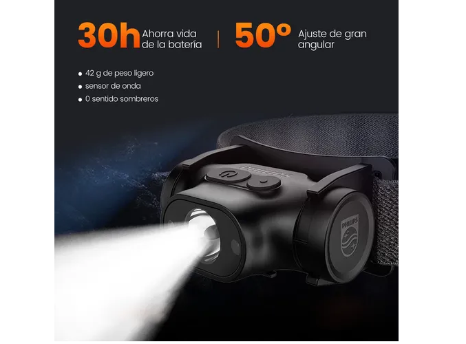 Foto 4 pulgar | Philips Xtellar Lampara Cabeza Linterna Led Minera Recargable Con Sensor Linterna Tactica Linternas Potentes Led