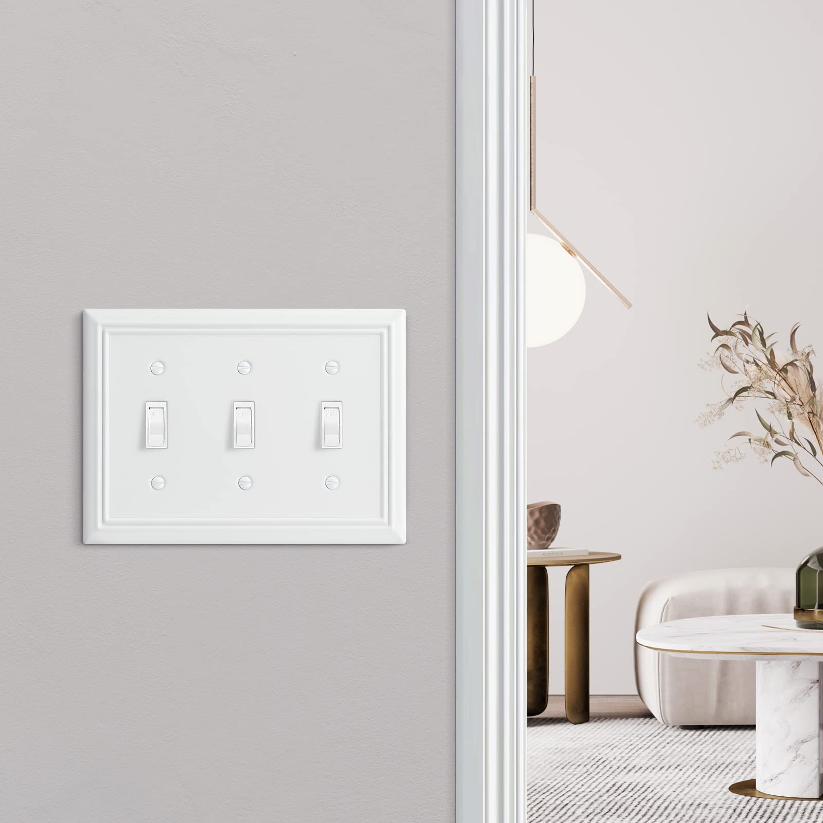 Foto 6 pulgar | Tapa Para Interruptor De Luz Dewenwils Triple Toggle, Color Blanco, 2 Unidades - Venta Internacional.