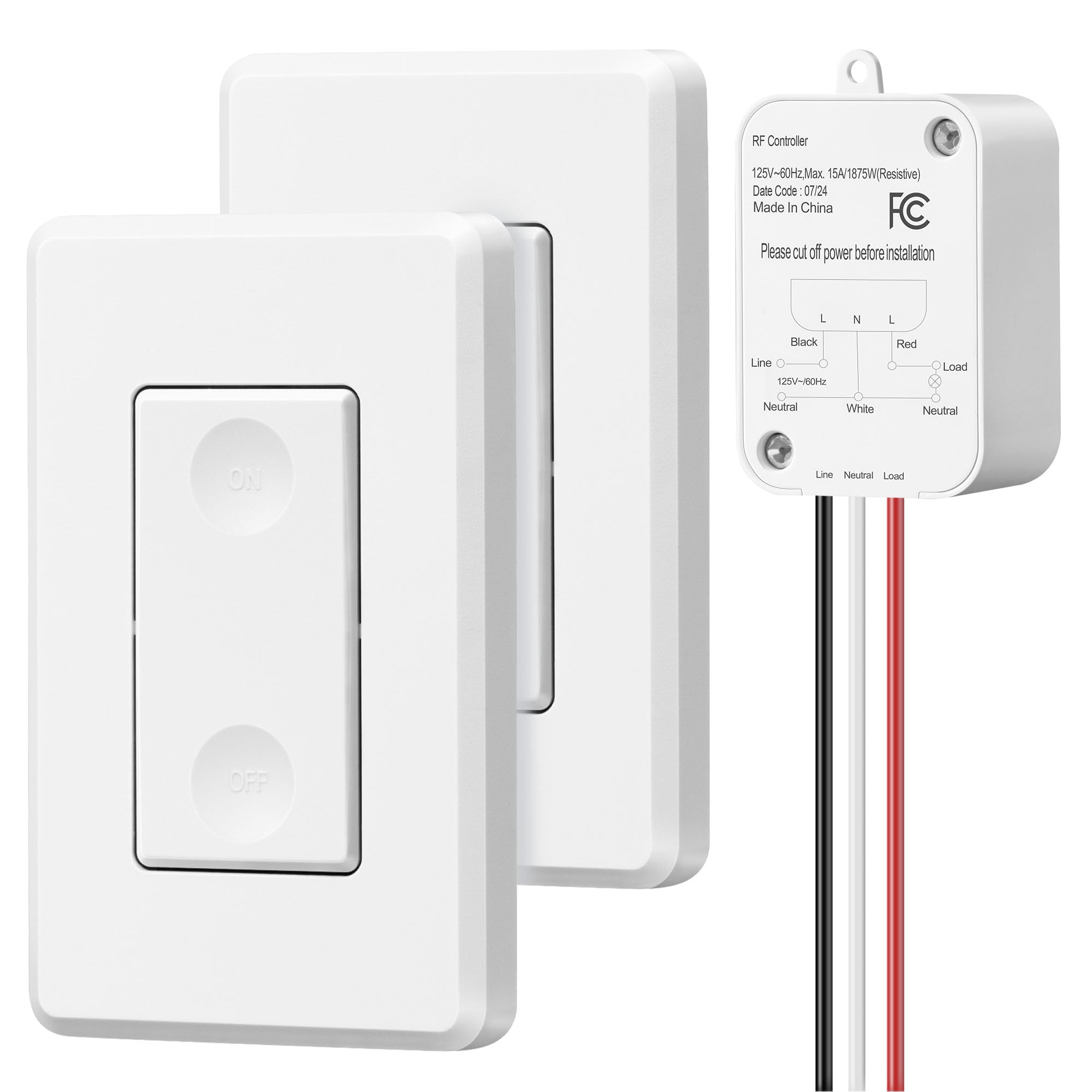 Kit De Interruptor De Luz Inalámbrico Dewenwils 15a De Alta Potencia, Alcance De 100 M - Venta Internacional.
