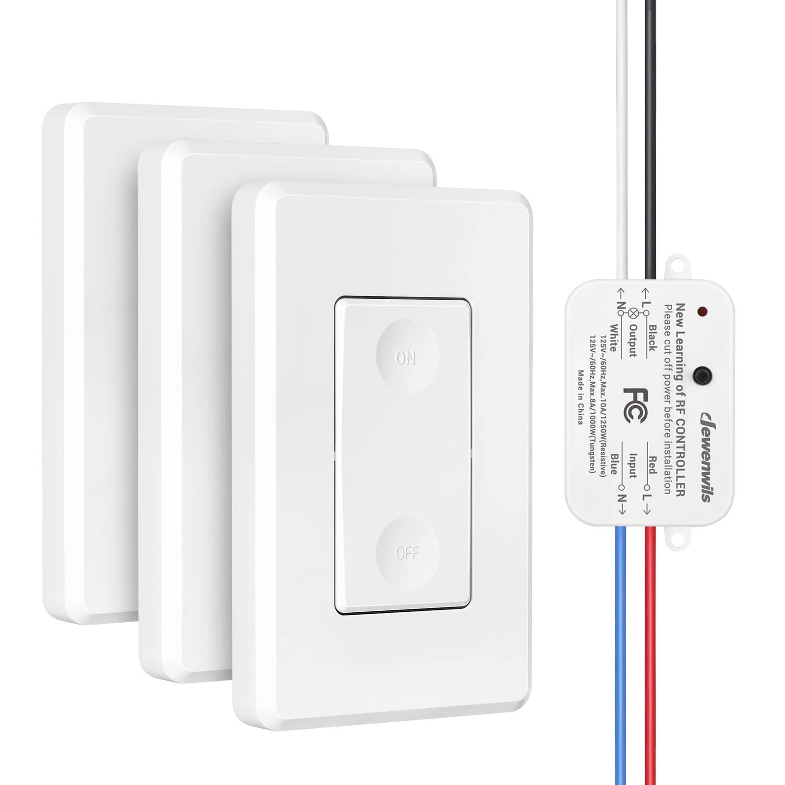 Foto 2 pulgar | Kit De Interruptores Inalámbricos De Pared Dewenwils 10a/1200w, Paquete De 3 - Venta Internacional.