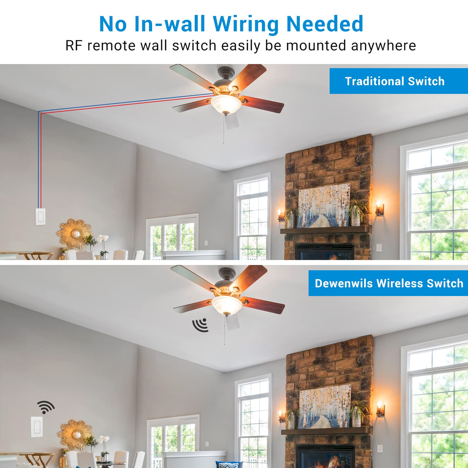 Foto 3 | Kit De Interruptores Inalámbricos De Pared Dewenwils 10a/1200w, Paquete De 3 - Venta Internacional.