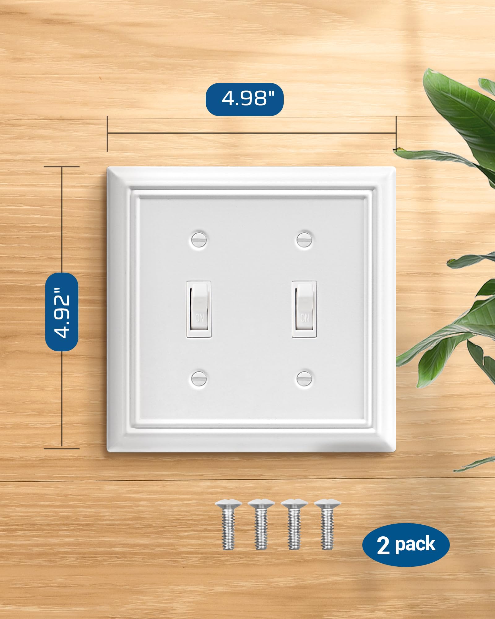 Foto 3 | Tapa De Placa De Interruptores Dewenwils, Doble Palanca, 2 Elementos, Blanca - Venta Internacional.