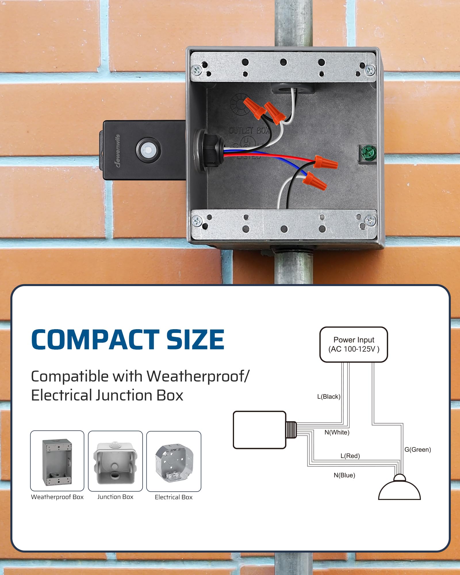 Foto 5 | Interruptor De Luz Inalámbrico Dewenwils Outdoor 15a/1800w Ip65 Negro - Venta Internacional.