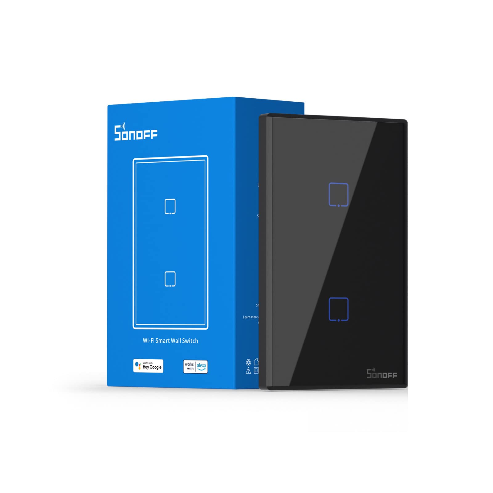 Interruptor De Luz Inteligente Sonoff Tx T3 De 2 Bandas Y 1 Vía Negro - Venta Internacional.