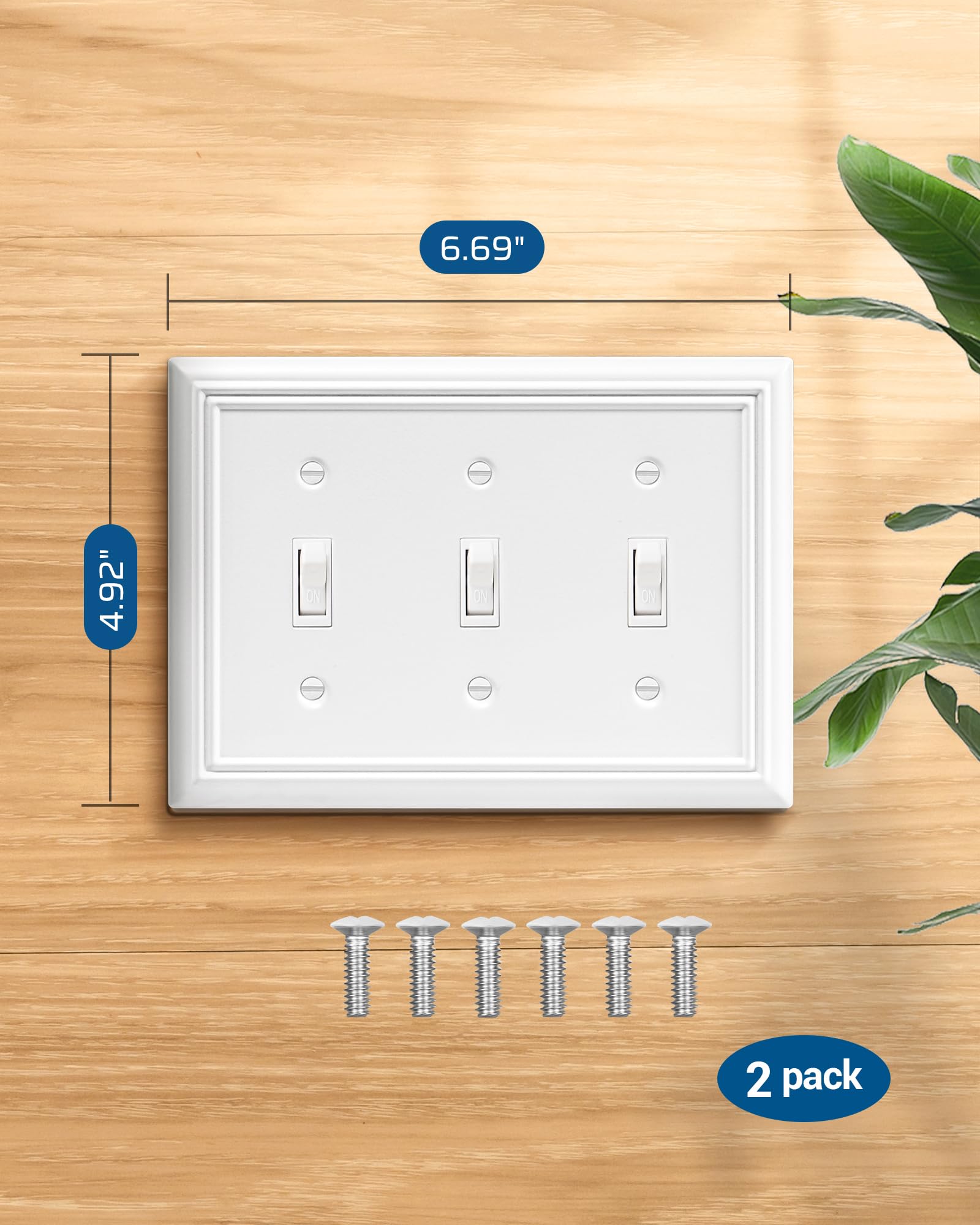 Foto 4 pulgar | Cubierta Para Placa De Interruptores Dewenwils, Triple Palanca, 3 Elementos, Blanca (paquete De 2) - Venta Internaciona
