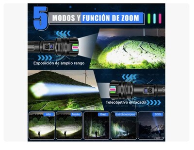Foto 3 | Xtellar Linterna 4 En 1 Recargable Con Power Bank, 200000lm De Potencia Luminosa Para Outdoor Y Emergencias