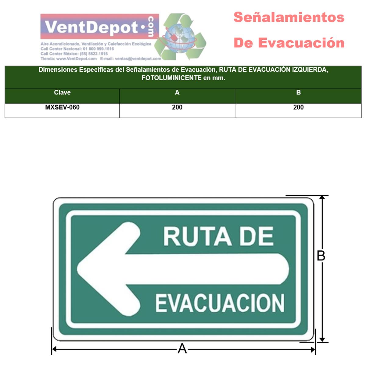 Foto 2 | Letrero De Señal De Evacuación Ventdepot Mxsev-060 1 Pieza Multicolor