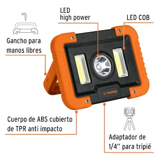 Foto 2 | Lámpara Led 1600 Lm de Trabajo Recargable Truper